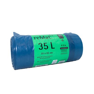 35l afvalzak met trekkoord van gerecycled materiaal