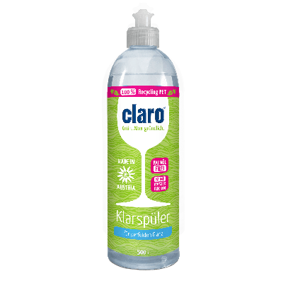 claro ECO rinsing agent makes your dishes completely dry and shiny