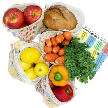 Fruit- en groentenet & broodzak - set van 5